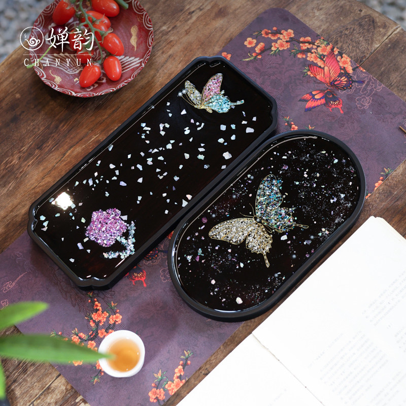 胡桃木蒲公英蝴蝶蝶影幻梦壶承