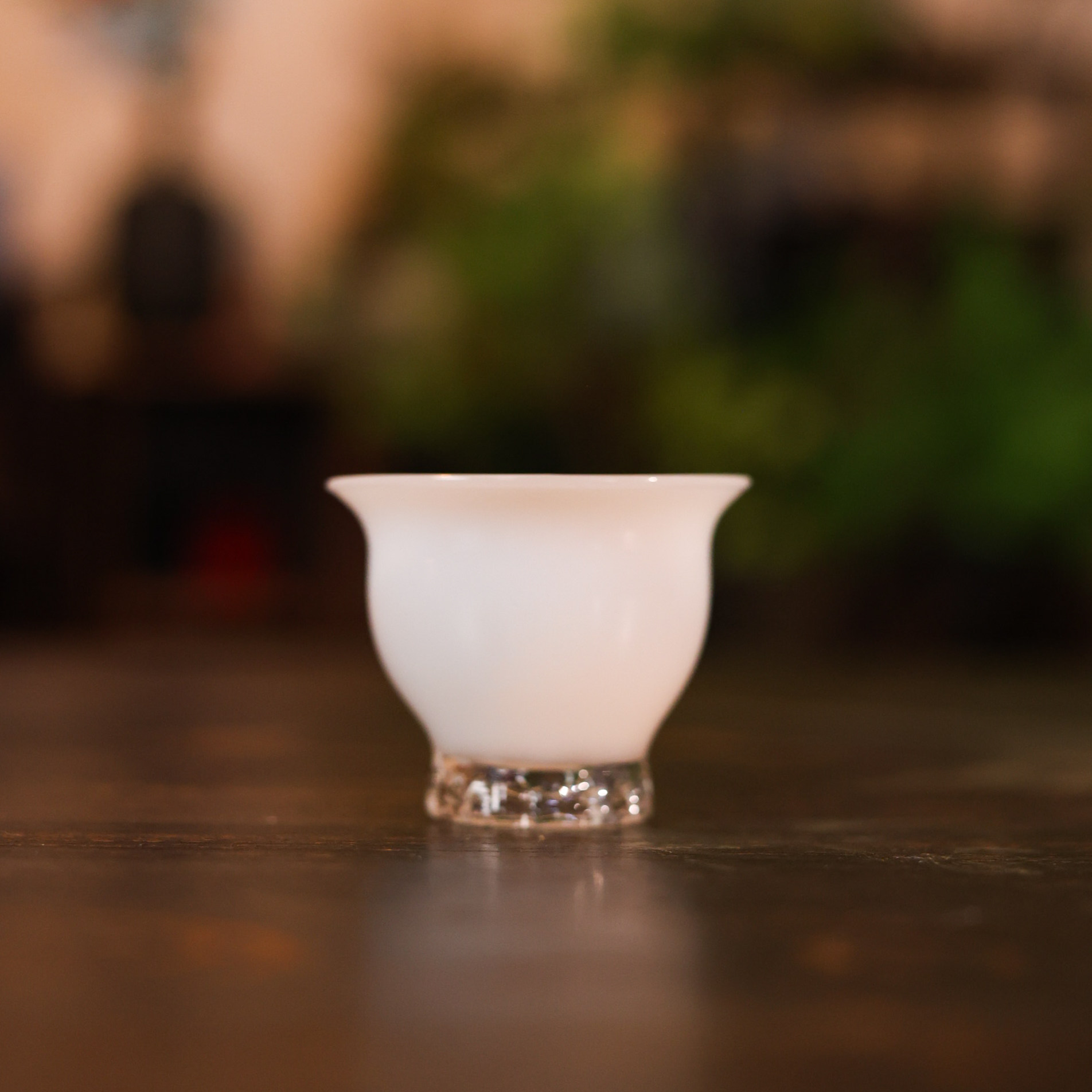婵韵 耐热玻璃茶杯白玉玲珑高足杯主人杯品茗杯中式家用喝茶杯子