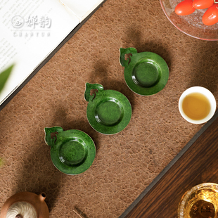 婵韵孔雀绿黄铜祥云杯垫茶垫茶杯垫隔热垫防滑垫复古家用茶具配件