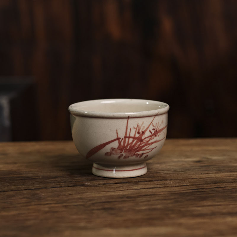 梵山堂茶杯兰花红小金钟杯主人杯