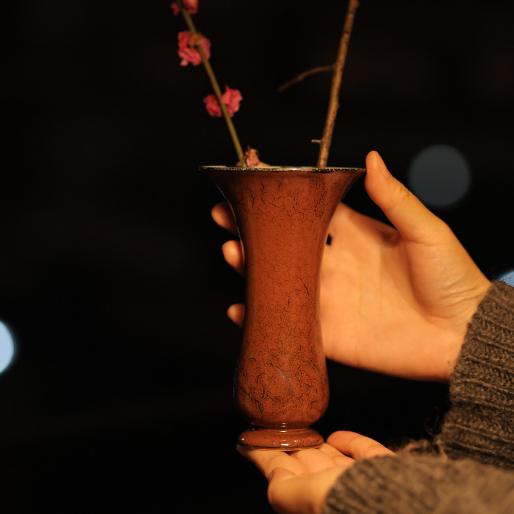 畅怀堂茶具枣皮红踏雪寻梅玉簪瓶