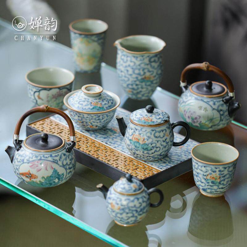 朴云堂祥云莲花盖碗茶壶茶杯茶盘
