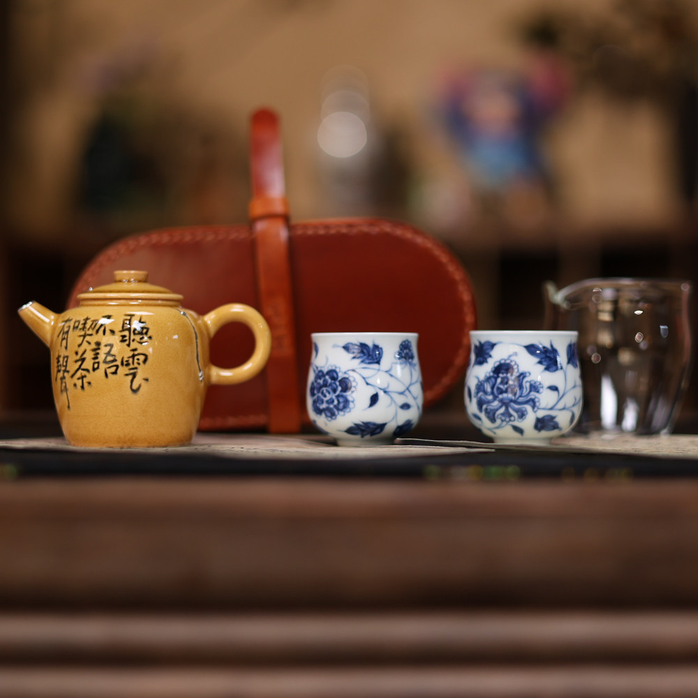 婵韵梵山堂赤金篆刻听云茶壶茶杯图片