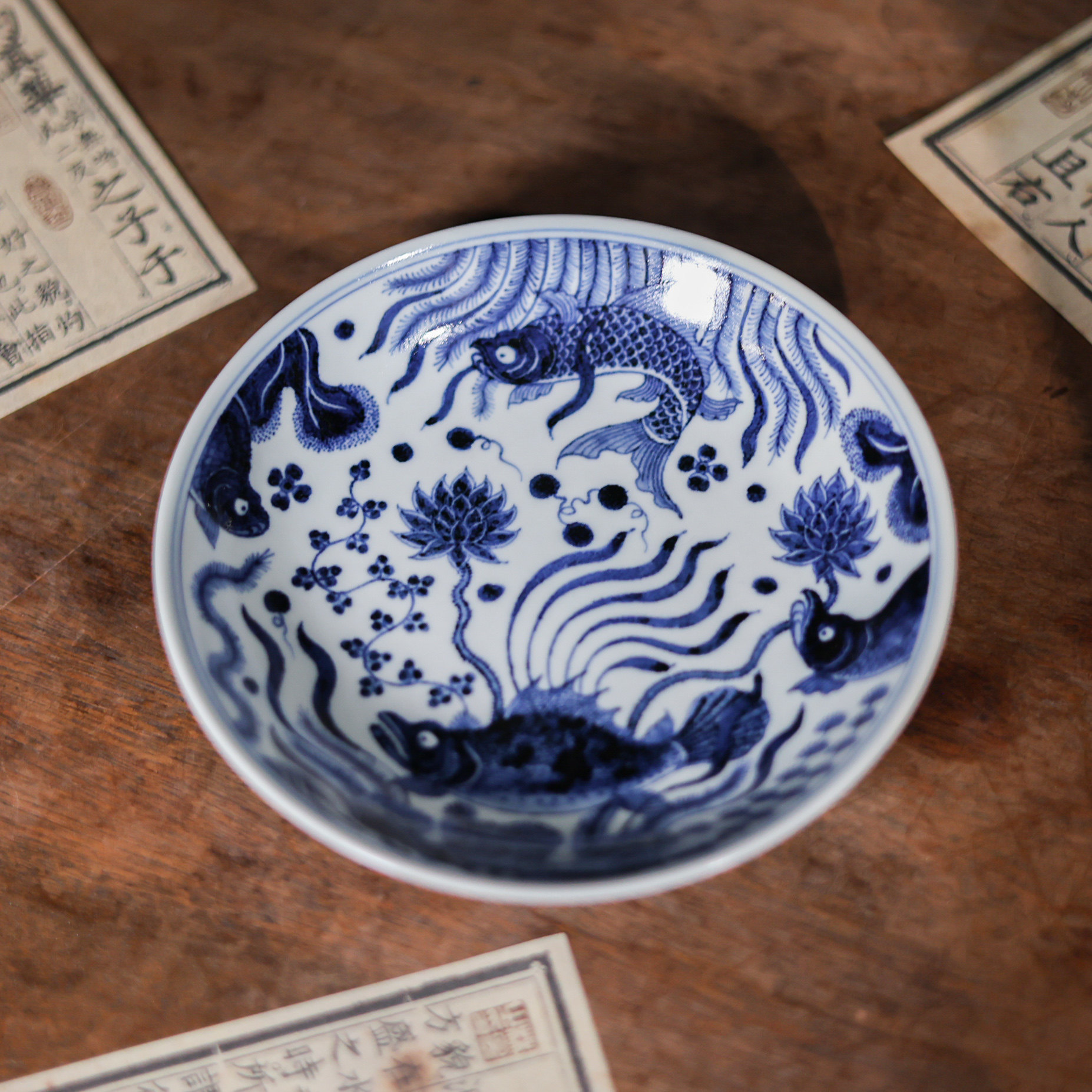 婵韵 逸古堂茶具【明韵】青花海藻鱼藻纹壶承茶承干泡盘茶具配件