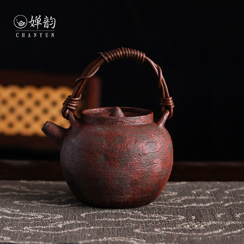 婵韵|半斋茶壶铁绣釉荔枝提梁壶