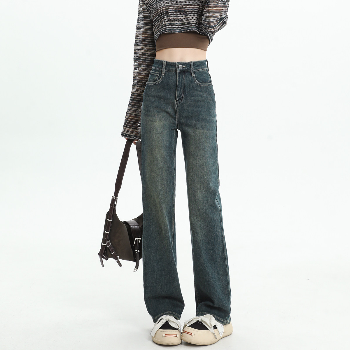 直筒牛仔裤女2025春秋新款今年流行爆款小个子高腰显瘦窄版阔腿裤