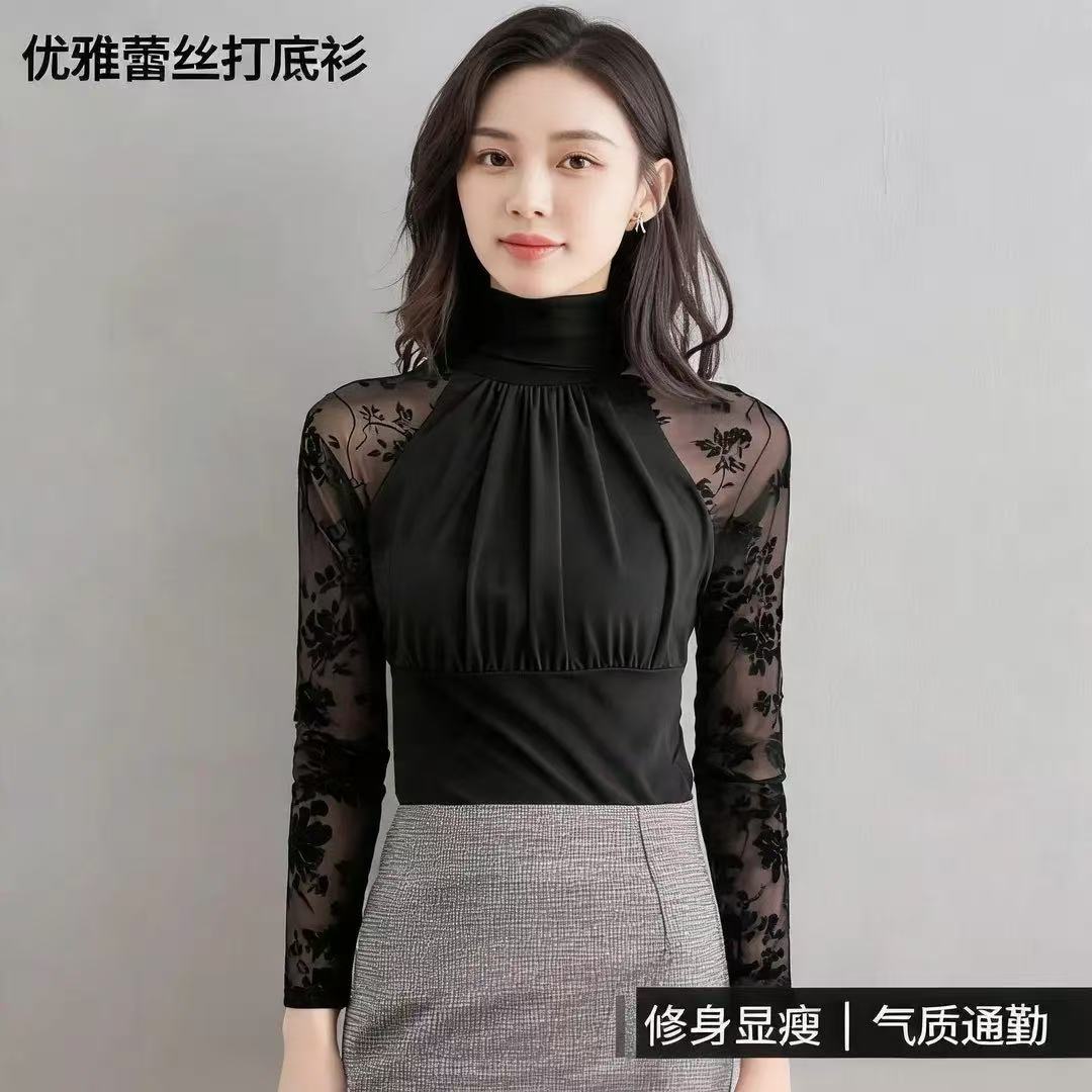 时尚韩版修2026年秋季新款身显瘦高领T恤女休闲减龄百搭上衣