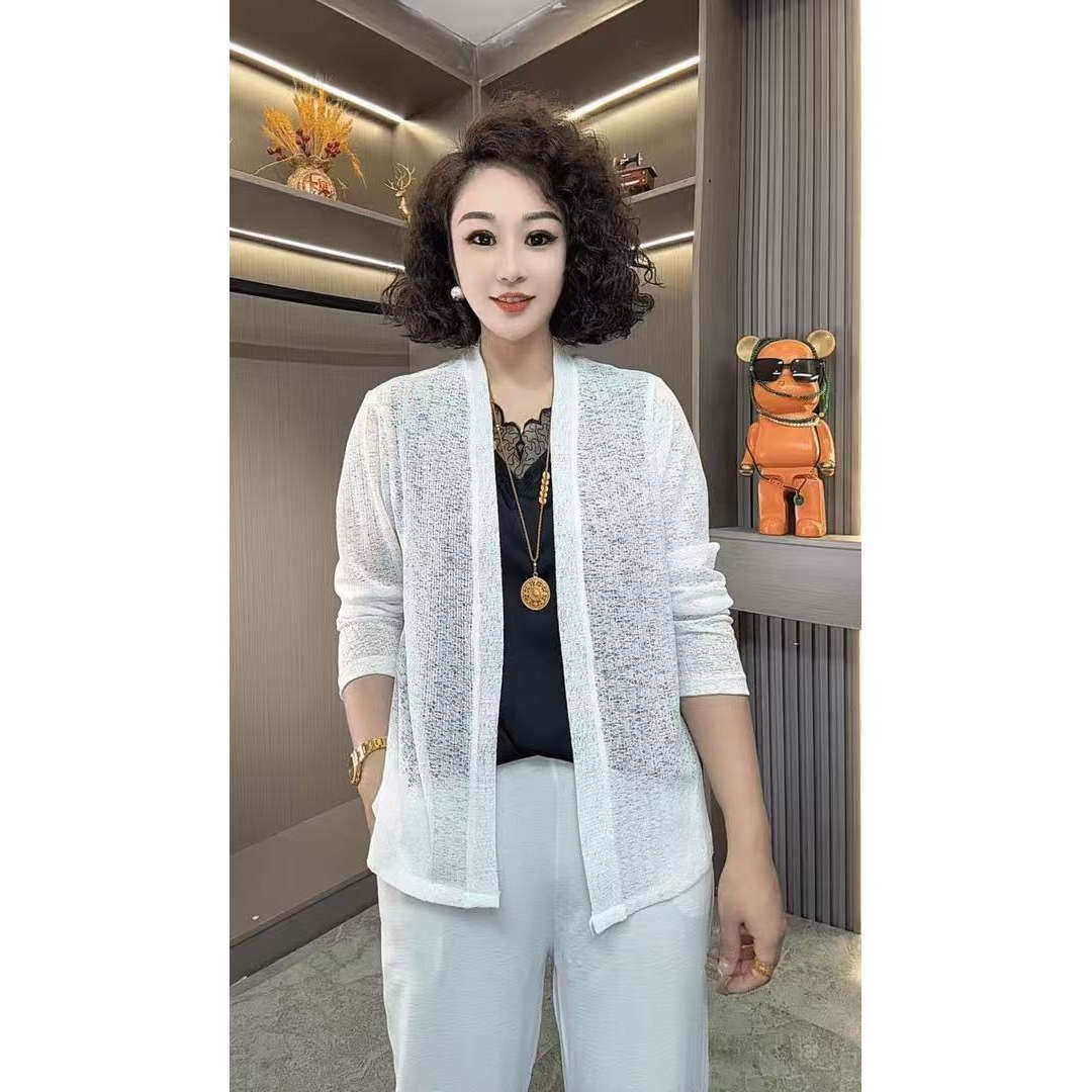 夏季薄款冰丝针织宽松新款纯色开衫短款披肩外套防晒空调上衣女装