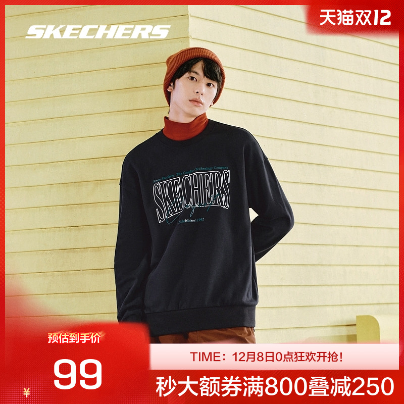 斯凯奇复古舒适圆领男女针织卫衣