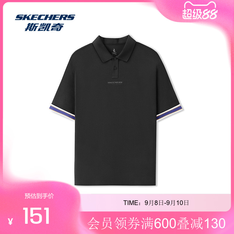 skechers运动POLO衫2025夏季新款短袖舒适珠地面料凉感吸湿速干