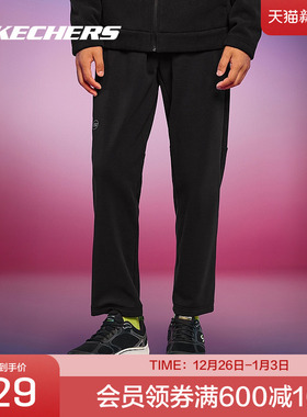 斯凯奇官方outlets男士运动休闲针织仿仿羊羔绒保暖加绒长裤舒适