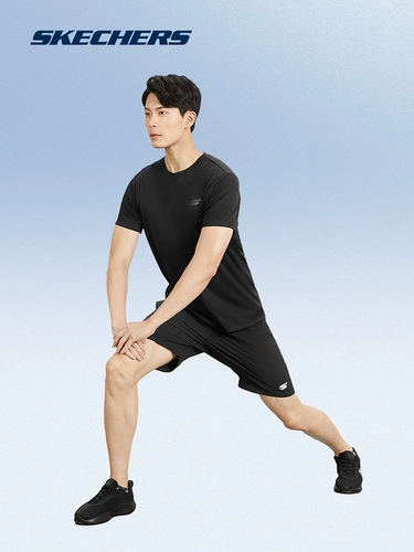 Skechers, спортивная быстросохнущая дышащая освежающая футболка с коротким рукавом для спортзала, для бега, облегающий крой