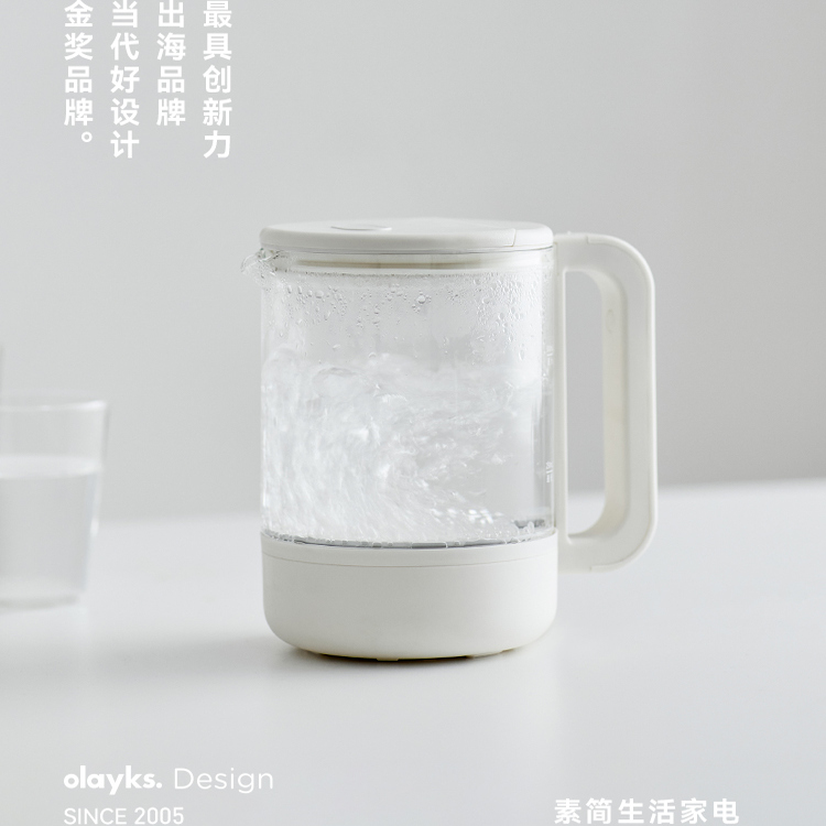 olayks立时电热水壶恒温玻璃保温养生壶小型办公室烧水壶泡茶花茶