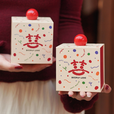 林灵柒缤纷喜气免折叠喜糖盒