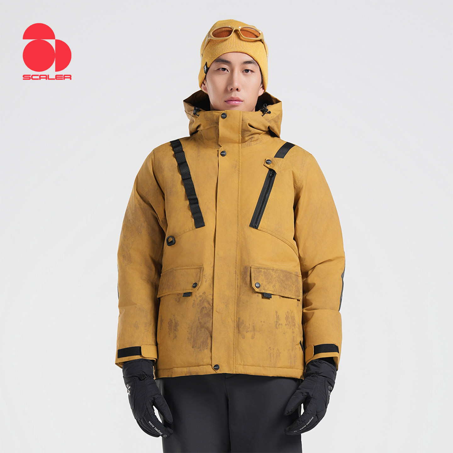 SCALER思凯乐户外羽绒服女冬季加厚扎染防水机能风工装外套男