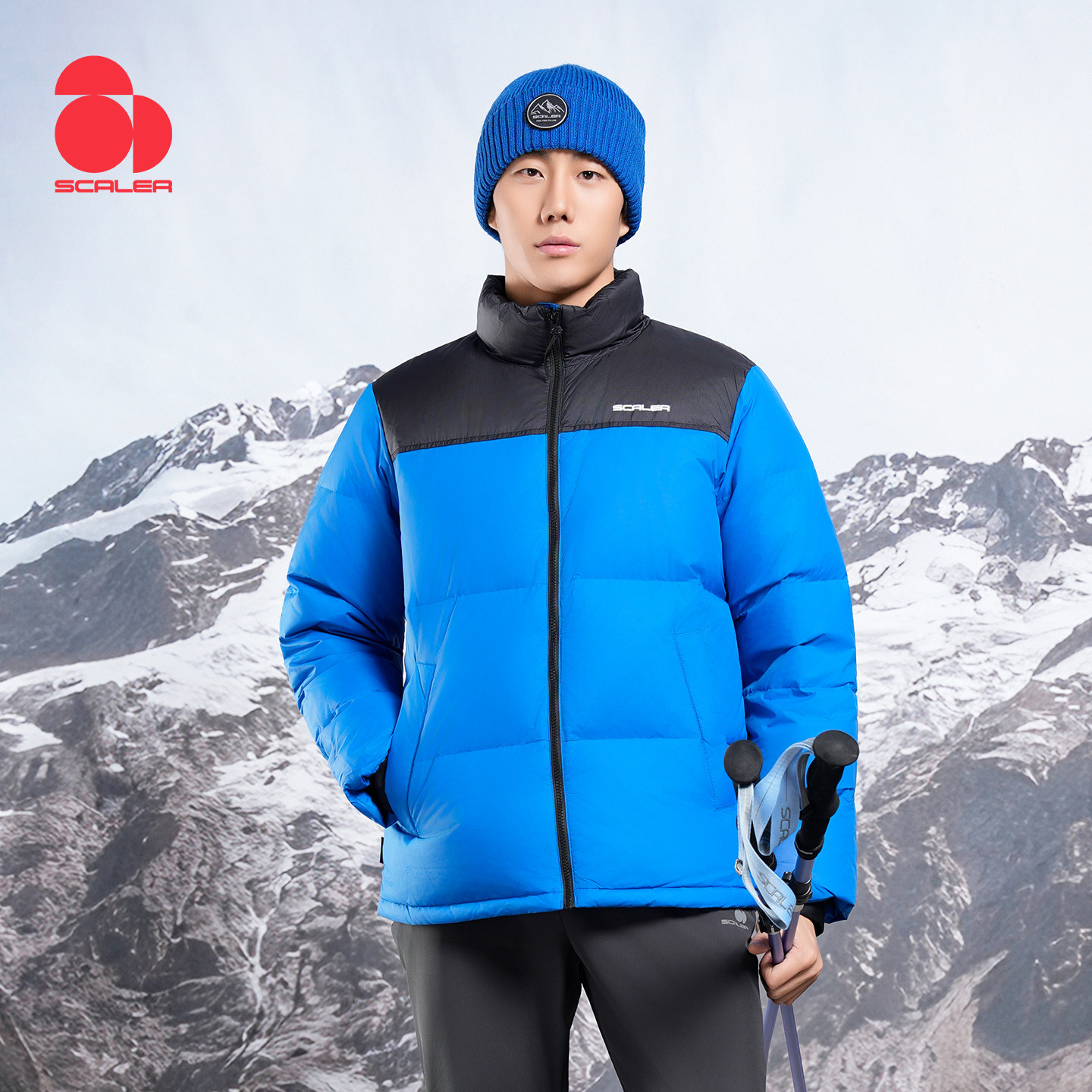 SCALER思凯乐户外羽绒服男款秋冬加厚立领抗寒滑雪登山服外套女