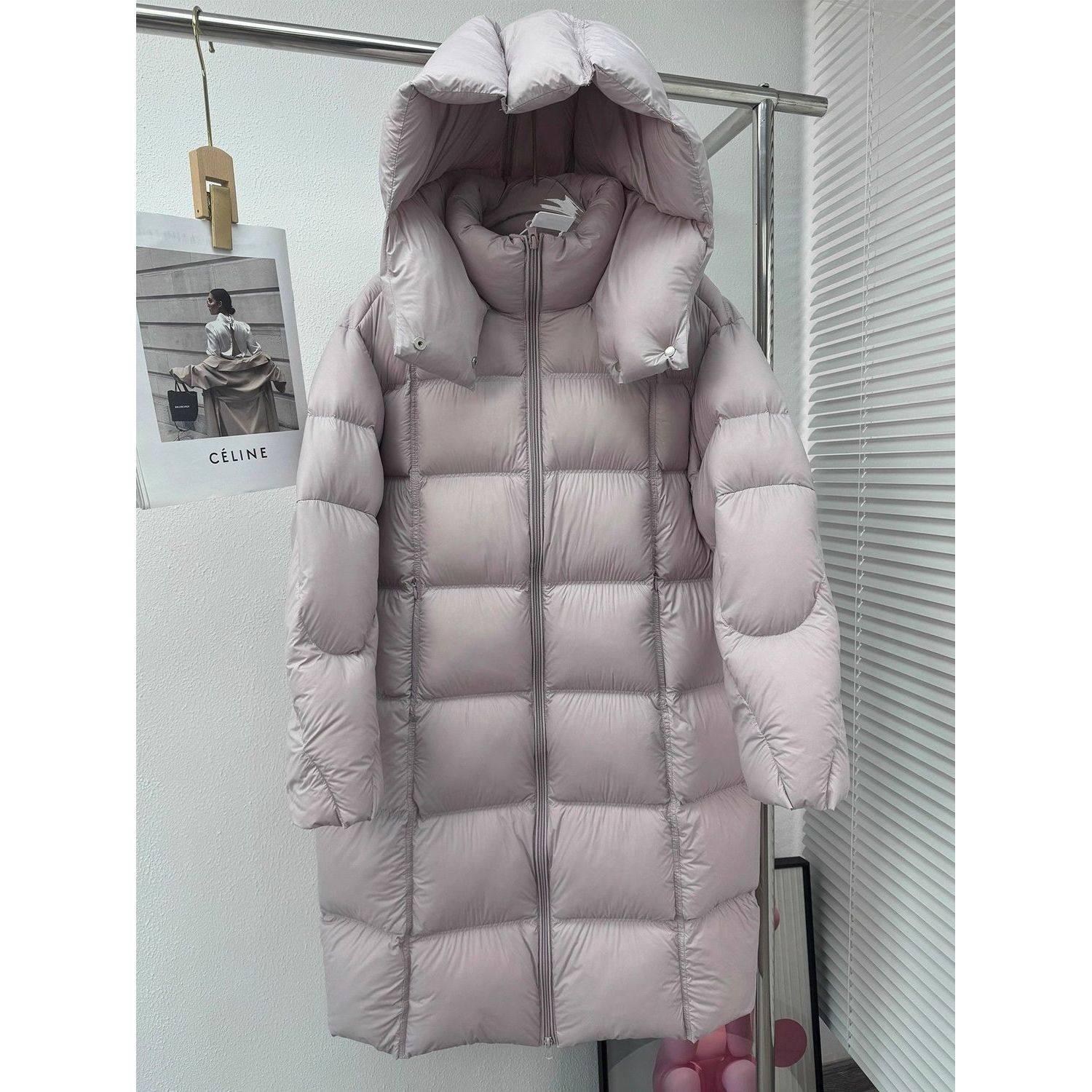 羽绒服女长款2025新款高端加厚90白鸭绒泡芙连帽宽松过膝保暖外套