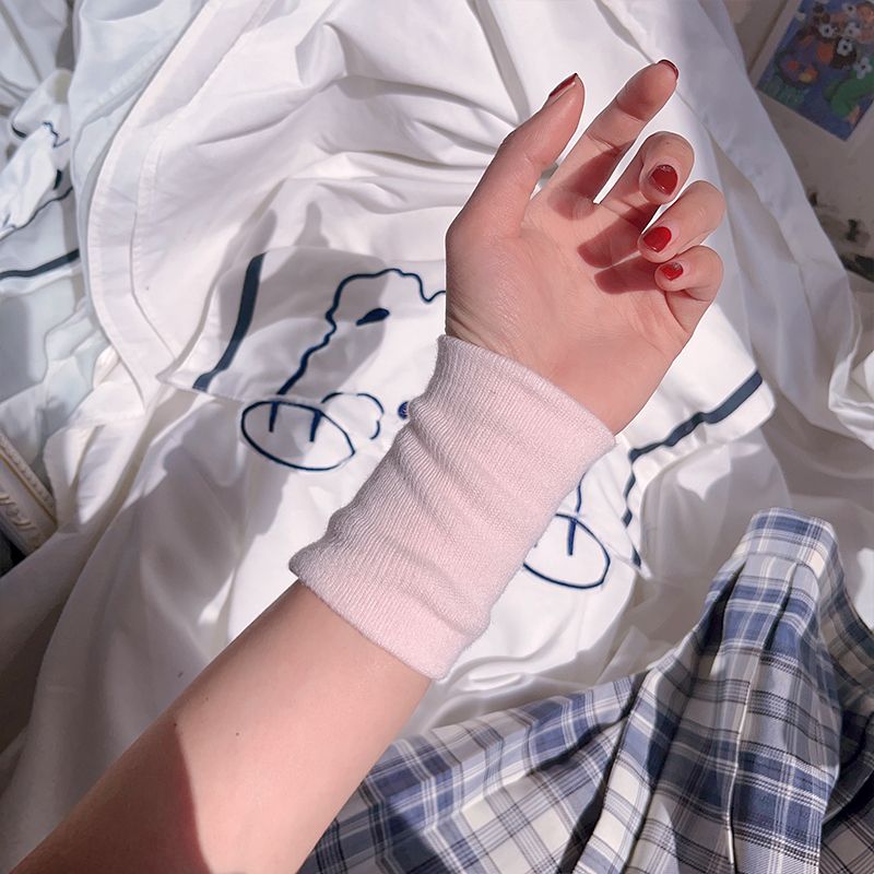 加长运动ins纯色护腕女遮疤腕带袖套学生成人羽毛球护手腕擦汗巾