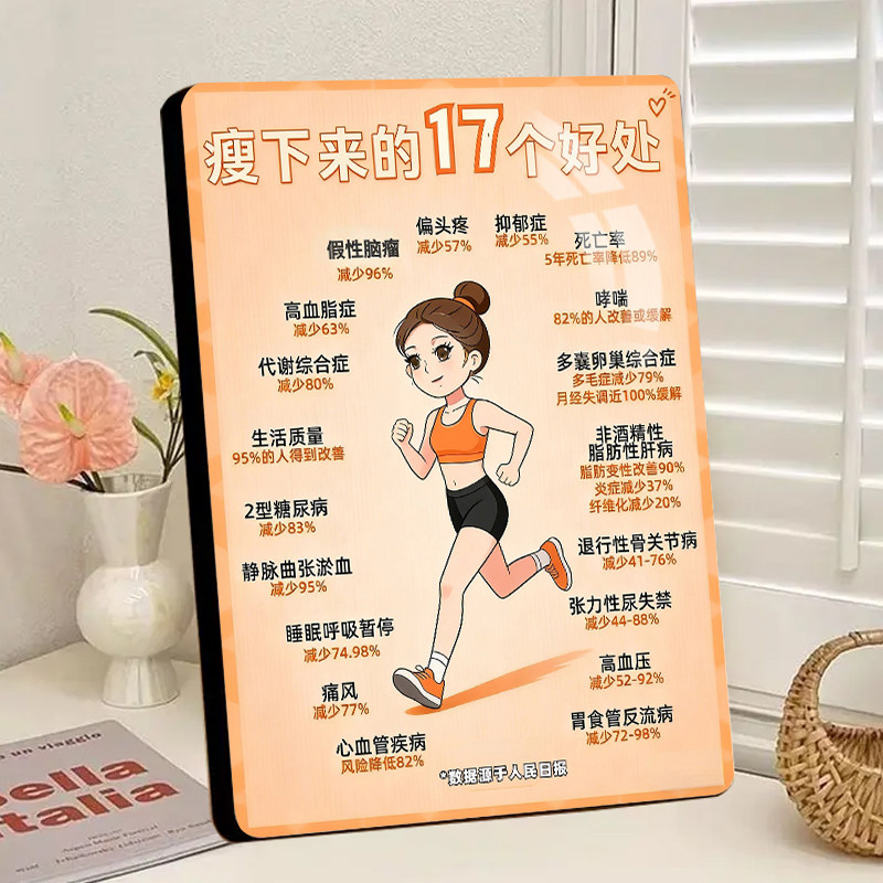 瘦下来17个好处展示画美容院店内相框摆件桌面摆台女生爱自己摆台