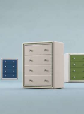 ONFO儿童斗柜实木卧室收纳柜抽屉储物柜家具四斗柜软包防磕碰