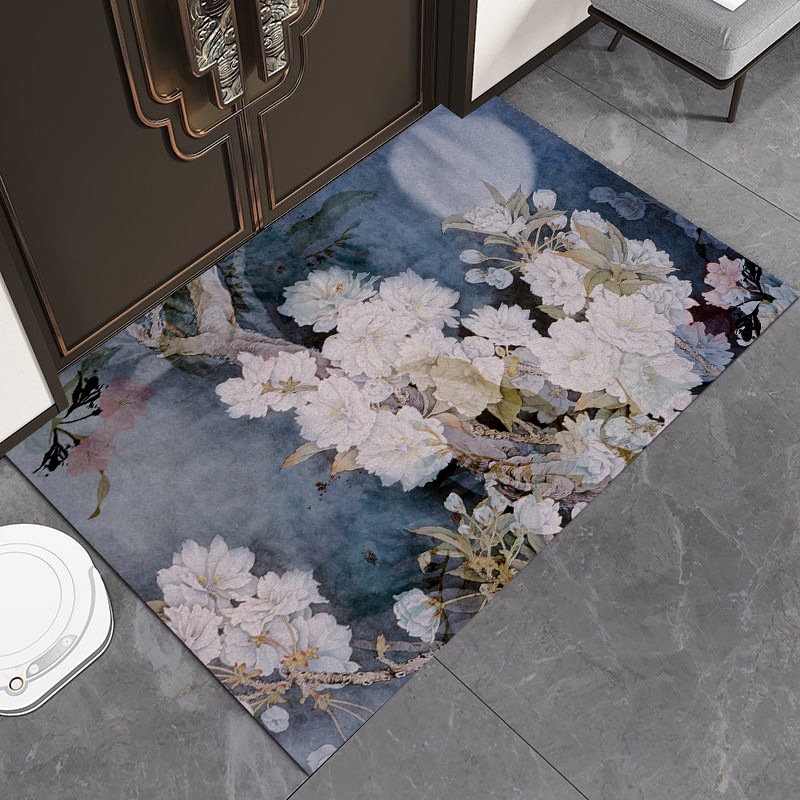 中式门口水晶绒绒地毯进门家用玄关门厅入户门外地垫吸水防滑脚垫