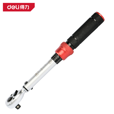 得力铝合金三级滚花精度预置扭力扳手1/4.3/4.1/2.1-6Nm DL180600