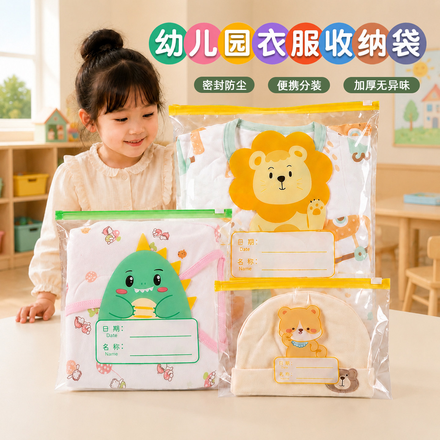 幼儿园衣物收纳袋宝宝衣服专用入学必备用品整理密封分装旅行袋子