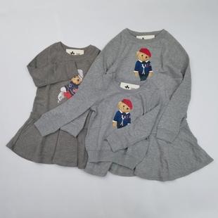 女童小熊卫衣 小云同小吉RL春秋圆领长袖线圈加绒童趣荷叶连衣裙