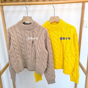 女士羊毛毛衣 吉杼歆RL冬圆领长袖大麻花小马休闲休闲套衫针织衫