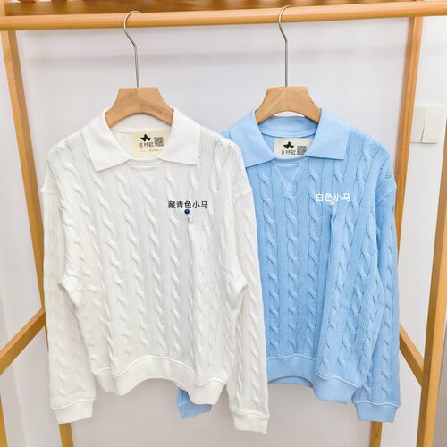 女士RL小马仔麻花polo棉针织衫