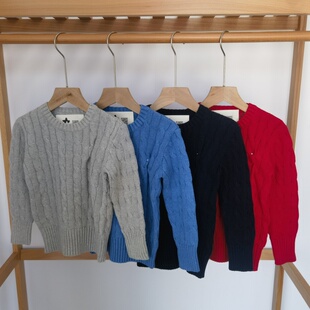 儿童套头毛衣 吉杼歆RL男童女童秋冬圆领长袖小马仔麻花针织开衫