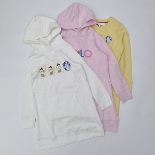 女童连衣裙 小云同小吉RL小公主冬季圆领连帽小熊字母加绒卫衣裙