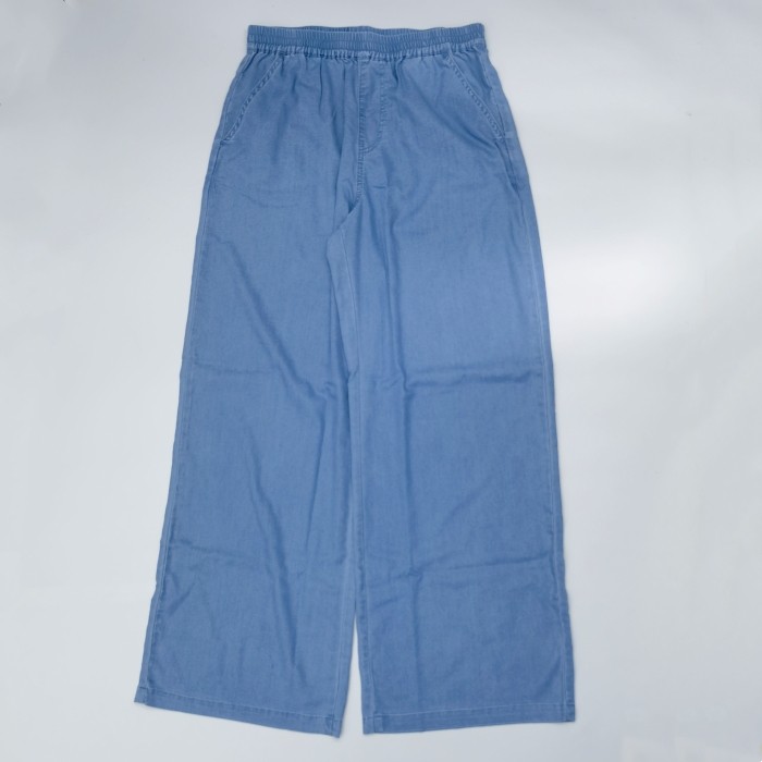 女士薄天丝棉长裤仿牛仔色凉爽裤