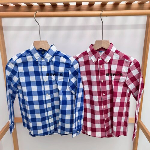 儿童RL夏秋小马仔格子长袖衬衫