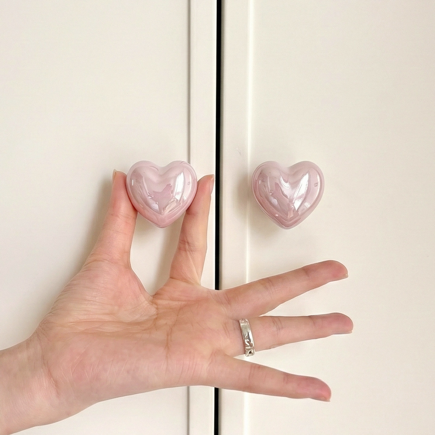 法式甜美爱心衣柜拉手现代简约奶油风高档定制橱柜柜子抽屉门把手