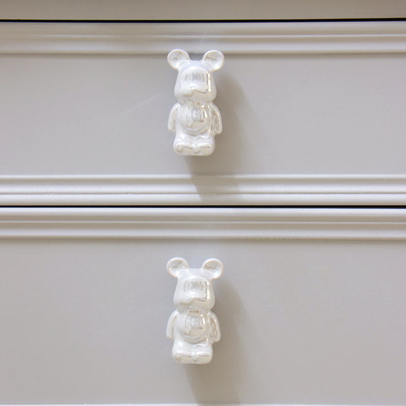 法式珍珠好学熊衣柜拉手单孔陶瓷