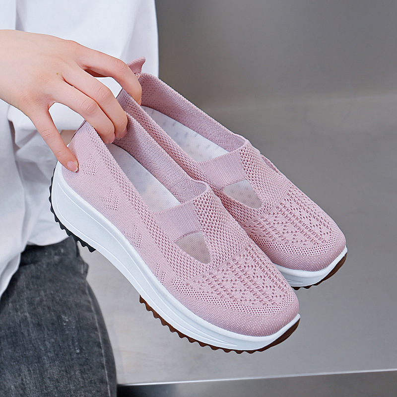 运动鞋女2024春季新款飞织网面鞋女透气时尚舒适休闲女鞋工厂