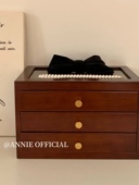 胡桃木色三层实用复古收纳实木首饰盒大容量韩国珠宝盒中式 收纳盒