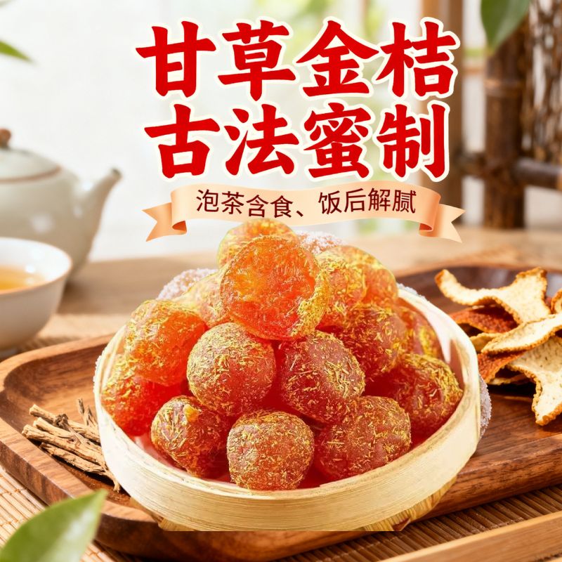【一斤罐装】甘草金桔古法蜜制泡茶即食解腻果脯嗓子不适休闲零食