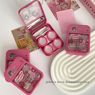 ins风隐形眼镜盒多副可爱眼睛伴侣近视美瞳盒子便携式 收纳护理盒