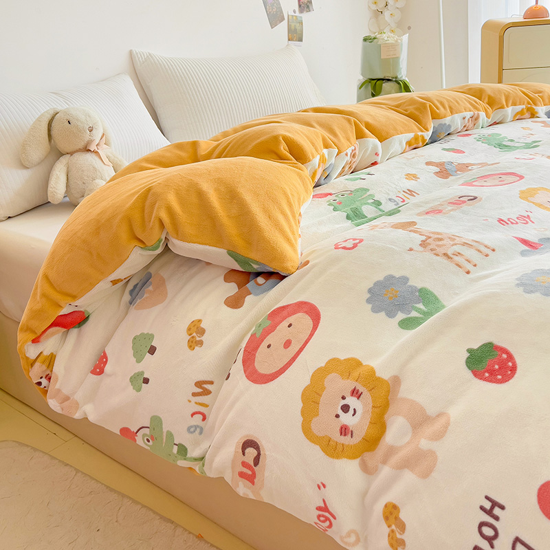 定做牛奶绒被套加厚儿童卡通被罩