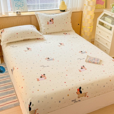 定做定制儿童卡通加厚牛奶绒床笠