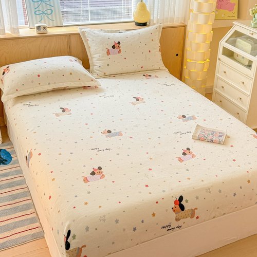 定做定制儿童卡通加厚牛奶绒床笠