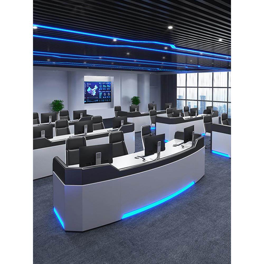 监控操作台桌加厚豪华中控室指挥中心控制台双联烤漆木质调度台