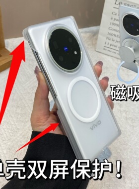 适用于VivoXfold5手机壳折叠屏保护套磁吸透明Vivo超薄防摔双屏保护Xfold5全包保护套双中轴保护背磁商务磨砂