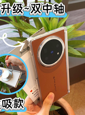 适用于vivoxfold5手机壳新款磁吸皮纹超薄防摔vivo双中轴双屏全包边非凡背磁xfold5商务简约高端时尚