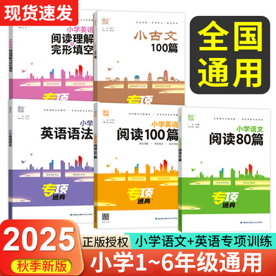2025秋通成知识专项通典小学一二三四五六年级英语阅读100篇阅读理解与完形填空语法语文阅读80篇小古文100篇专项知识强化训练通用