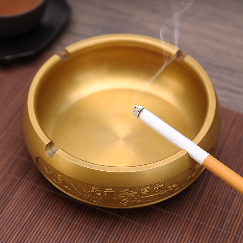 铜烟灰缸家用室内防飞灰现代简约客厅装饰个性创意家居烟缸摆件