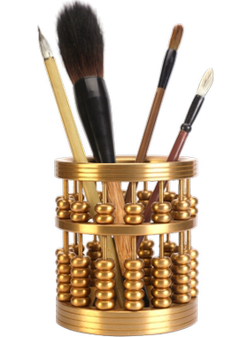 笔筒算盘室内黄铜摆件