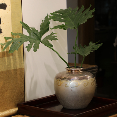 纯银时代日本老银器花器古朴收藏
